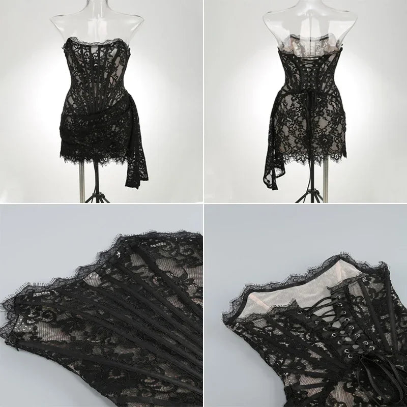 Vestito mini in pizzo donna