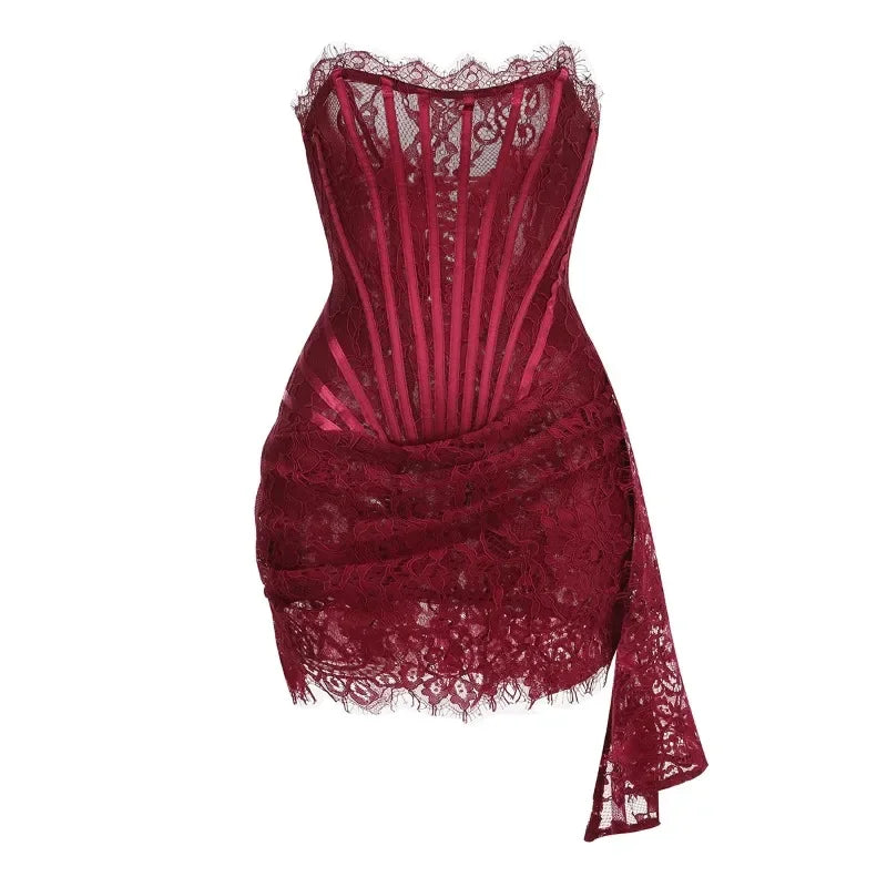 Vestito mini in pizzo donna