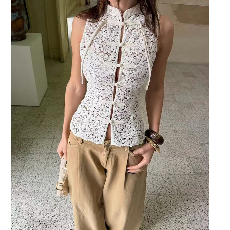 Top in pizzo donna