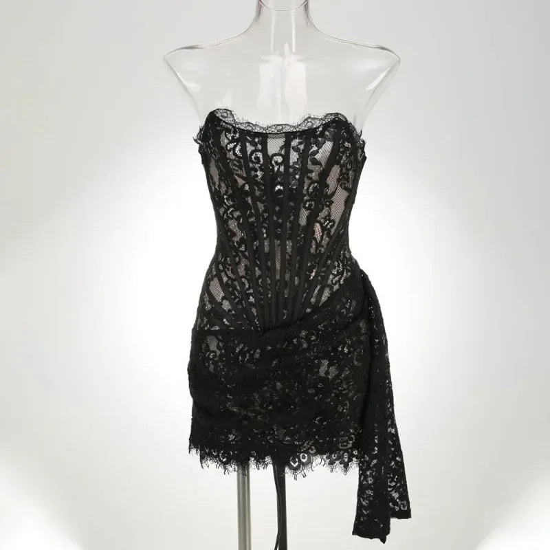 Vestito mini in pizzo donna