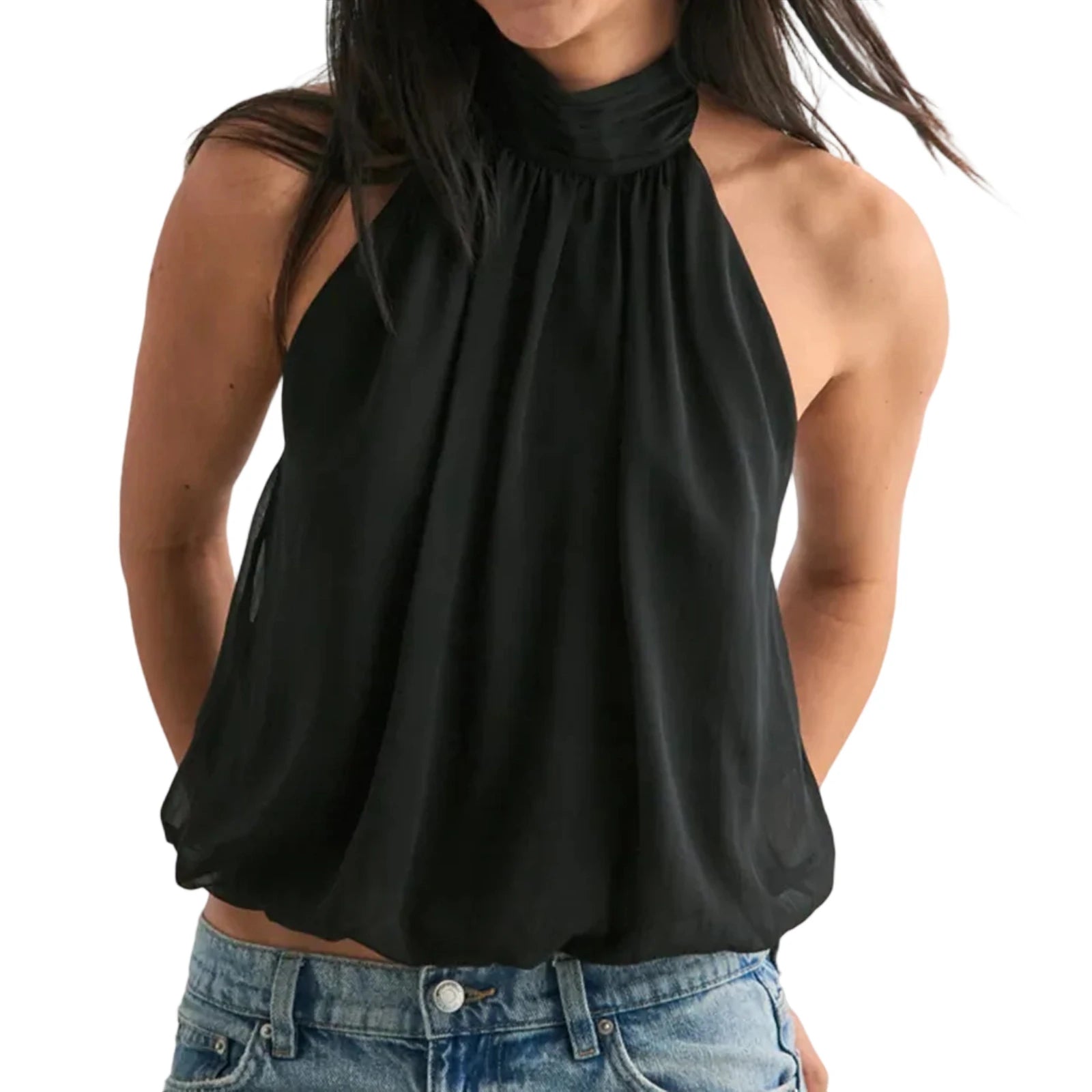 Top halter crop con schiena scoperta