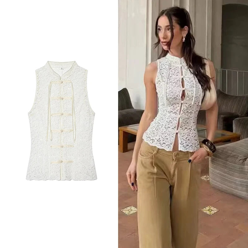Top in pizzo donna