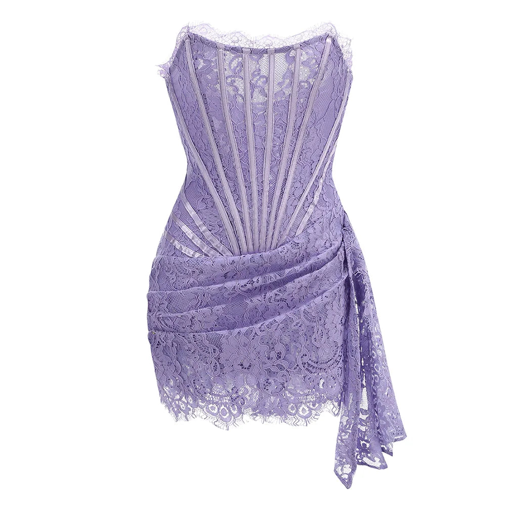 Vestito mini in pizzo donna