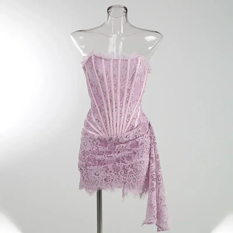 Vestito mini in pizzo donna
