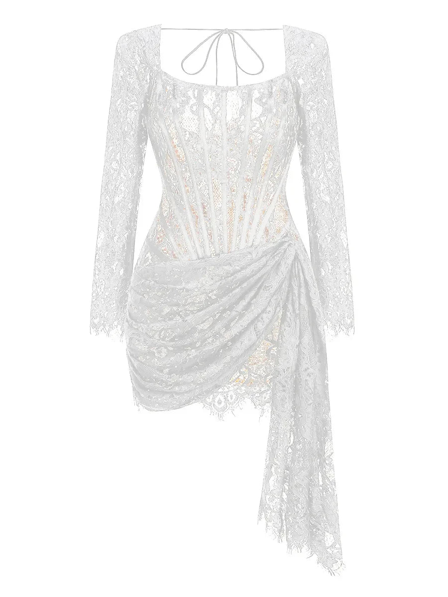 Vestito mini in pizzo donna