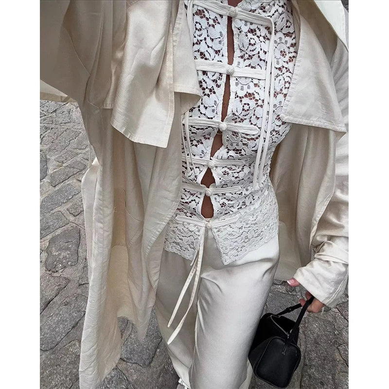 Top in pizzo donna
