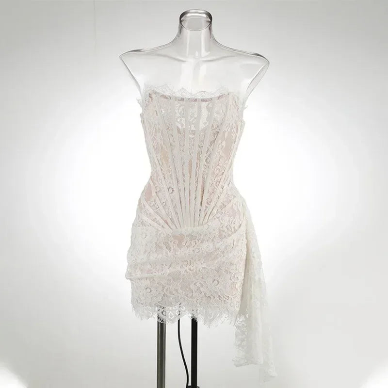 Vestito mini in pizzo donna