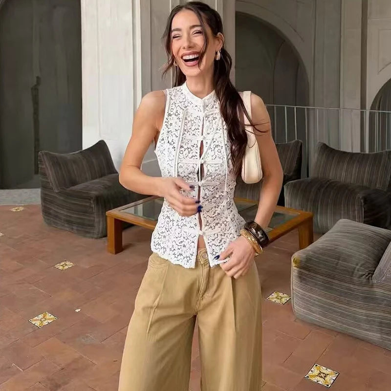 Top in pizzo donna