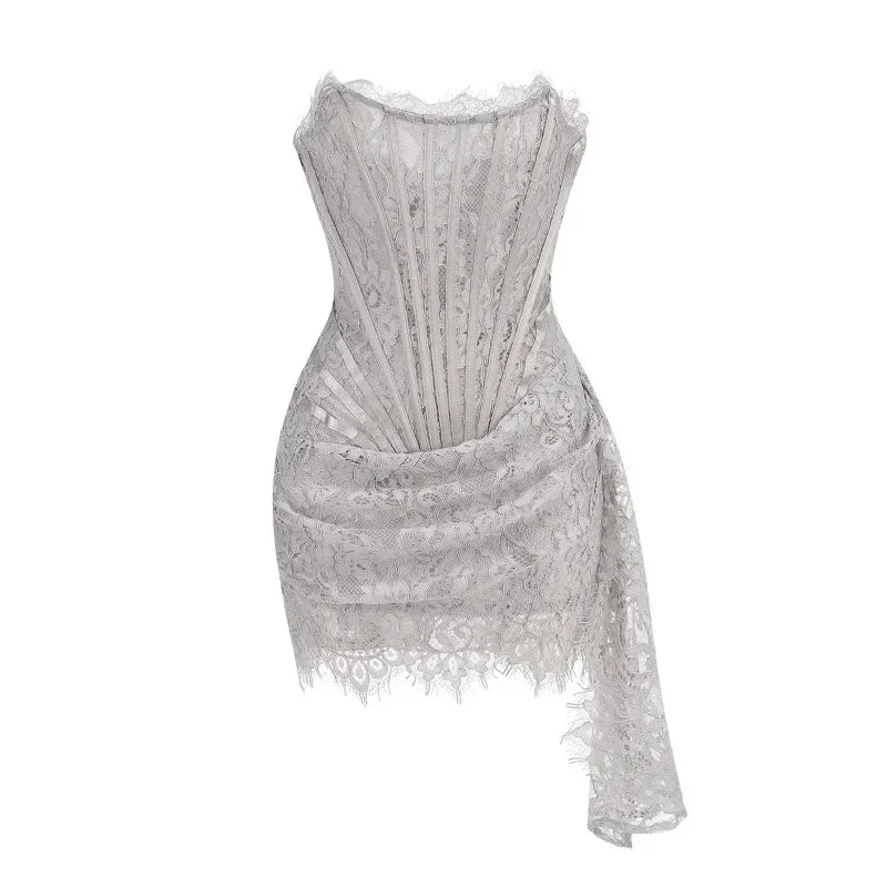 Vestito mini in pizzo donna