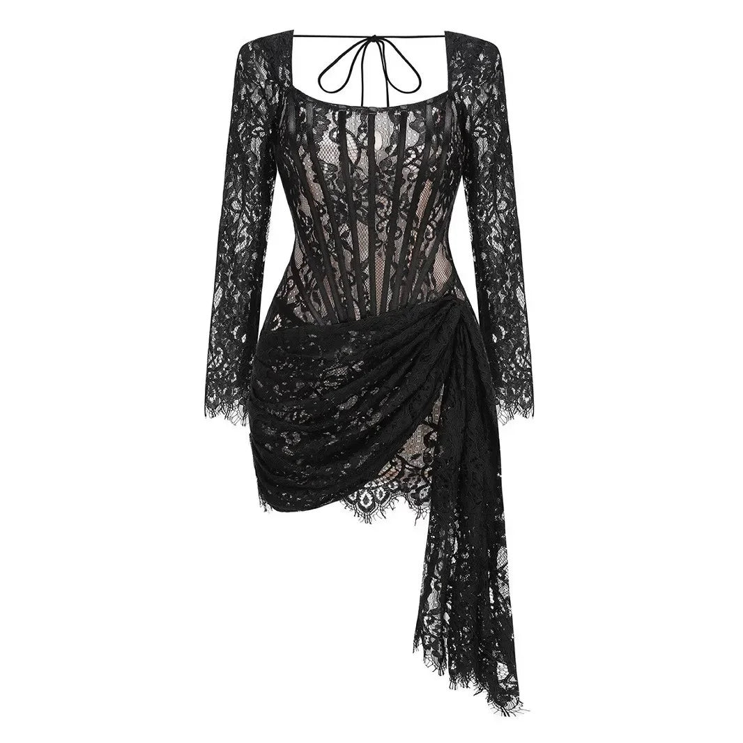 Vestito mini in pizzo donna