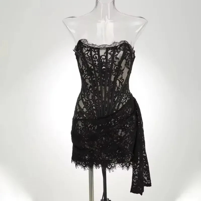Vestito mini in pizzo donna